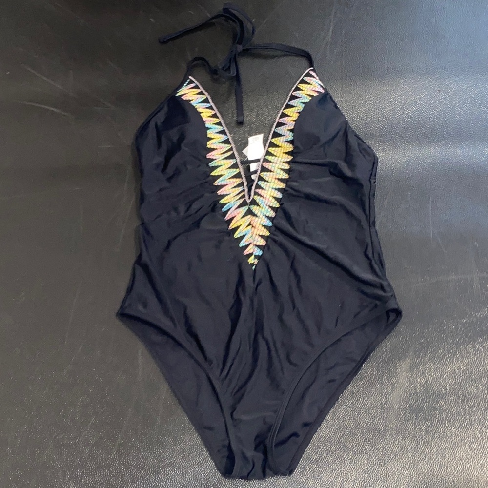 Cupshe Black One Piece with Colorful Trim